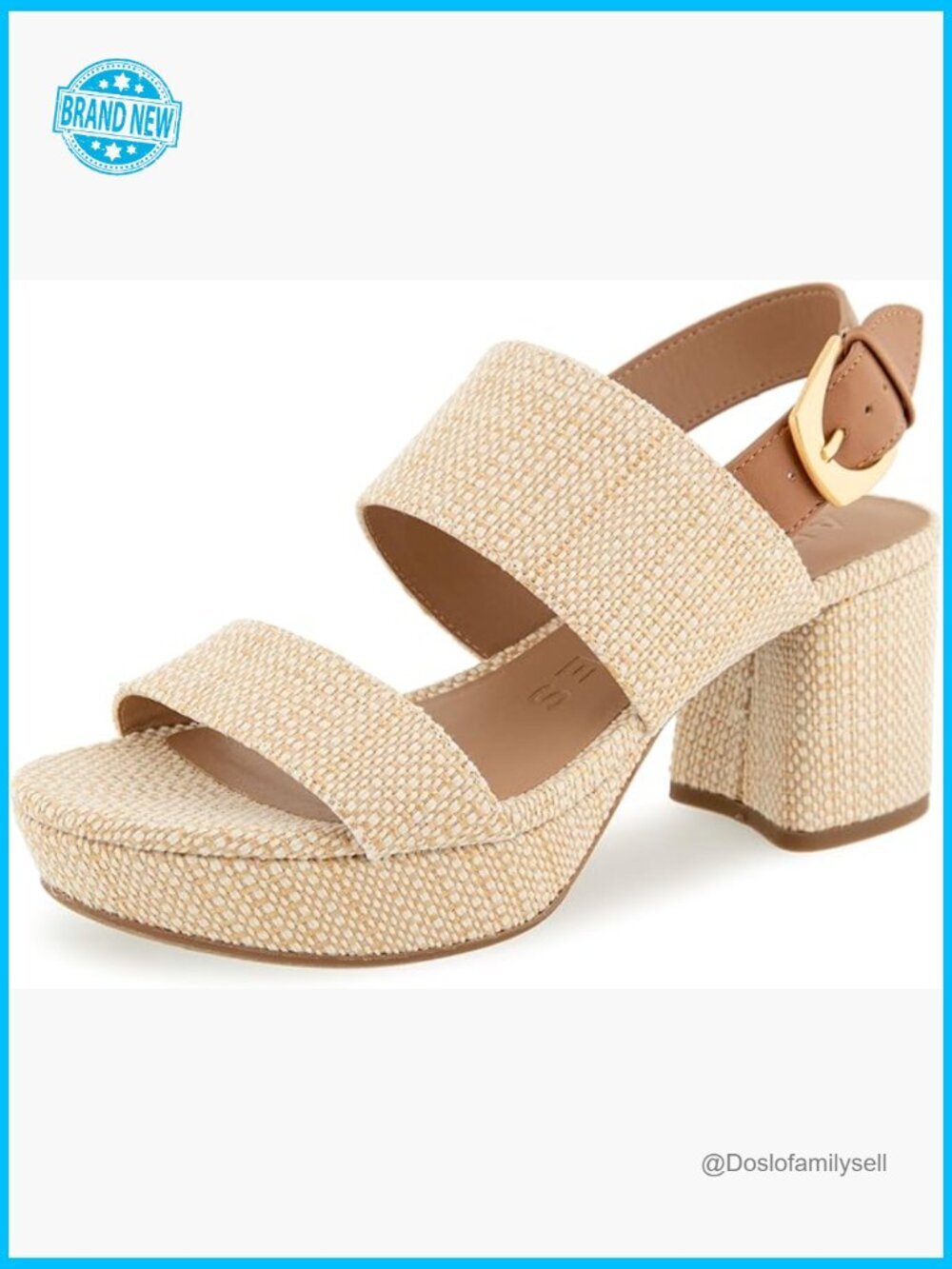 Platform Heeled Sandal Slingback Open Toe Raffia Comfort Memory Foam